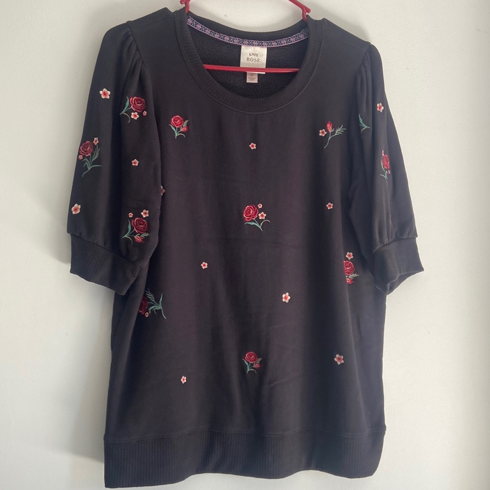 Black flowered fleece
